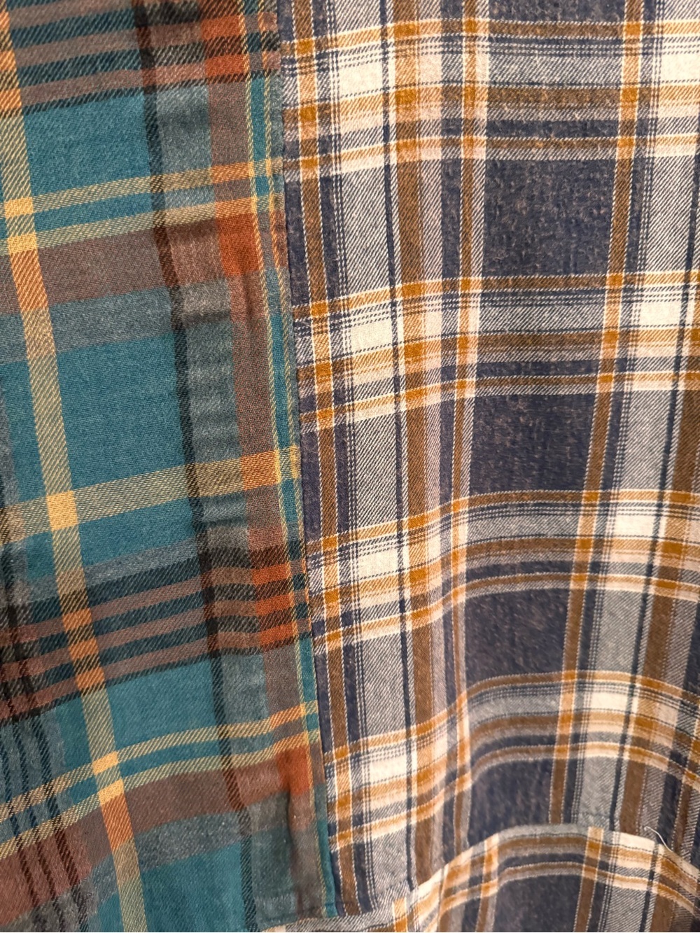 Angie Patchwork Plaid Button-Down Shirt Jacket - Teal & Brown & Cream - Picture 9 of 9